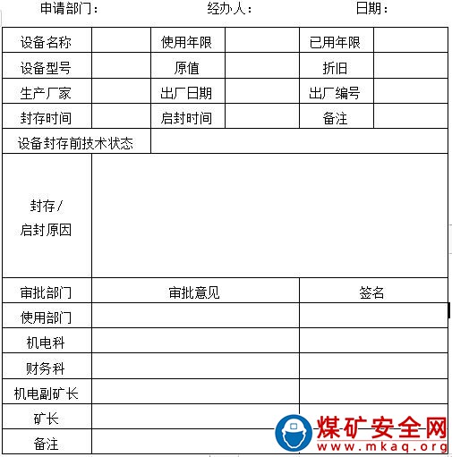 露天煤礦設(shè)備啟封與封存制度